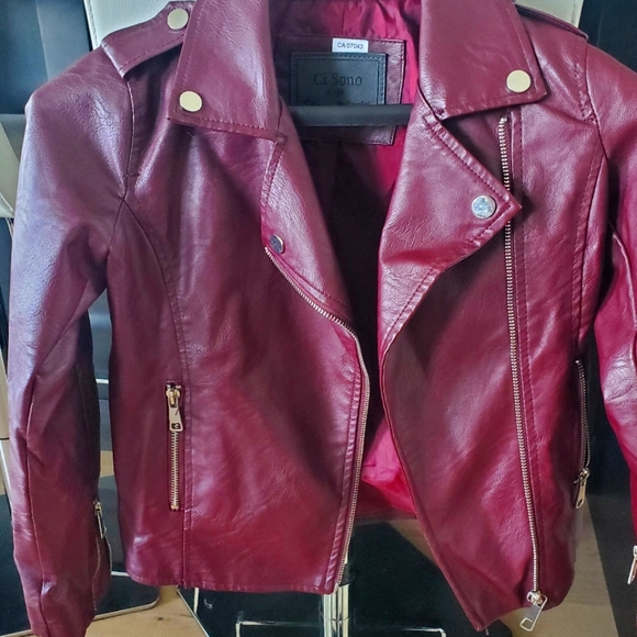 Ci Sono Other - Faux leather kids jacket ci sono by Cavelini size 10 in burgandy- wine color